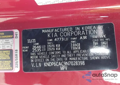 2022 Kia Sportage Nightfall Edition from USA, damaged, VIN KNDP6CAC9N7028398